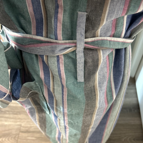 Bill Blass Mens Blue Striped Tie Front Cotton Robe - Picture 4 of 7